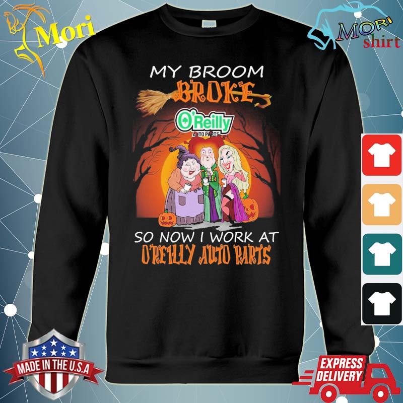 Morishirt Official Hocus Pocus Chibi My Broom Broke So Now I Work At O Reilly Auto Parts Happy Halloween Shirt