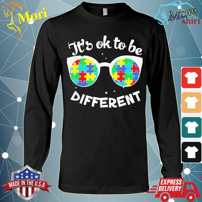 Autism Awareness Okay To Be Different Mom support T-Shirt Long Sleeve