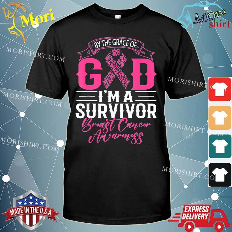 By The Grace God Pink Ribbon Support Beast Cancer Survivor T-Shirt